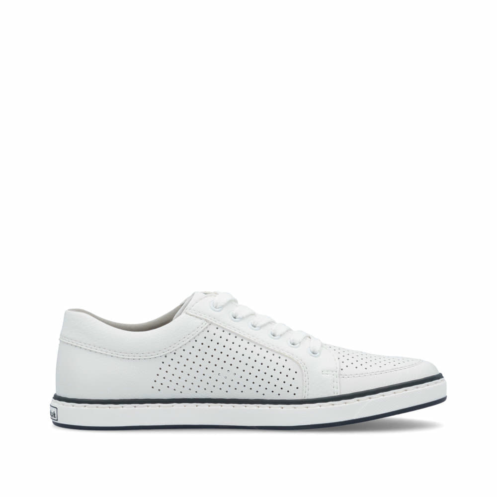 Weiße Rieker Herren Schnürschuhe 19603-80 mit modernen Ziernähten. Schuh Innenseite.