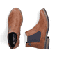 Zimtfarbene Rieker Damen Chelsea Boots 72254-24 mit einem Reißverschluss. Schuh von oben, liegend.