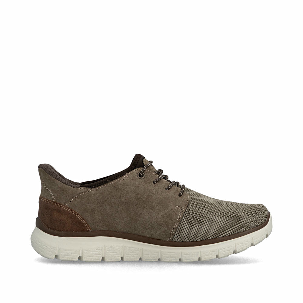 Beige Rieker Herren Slipper B6658-64 mit Ready2GO easy in Feature sowie Gummizug. Schuh Innenseite.