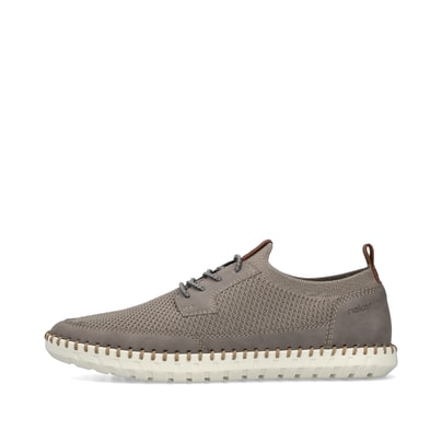 Beige Rieker Herren Slipper B2953-64 mit einem Gummizug sowie Komfortweite G 1/2. Schuh Außenseite.