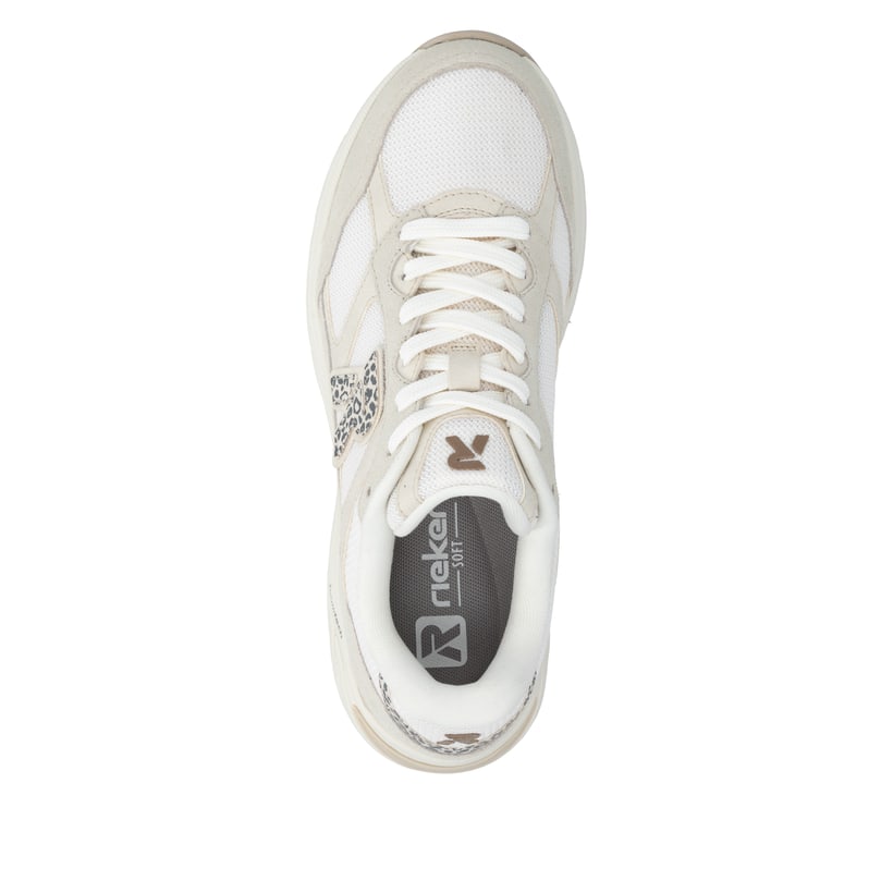 Weisse Rieker Sport Damen Sneaker Low W4201-80. Schuh von oben.