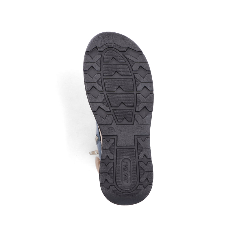 Blaubeige Rieker Damen Schnürstiefel 44530-14 mit Rieker Air Sohlenfenster. Schuh Laufsohle.