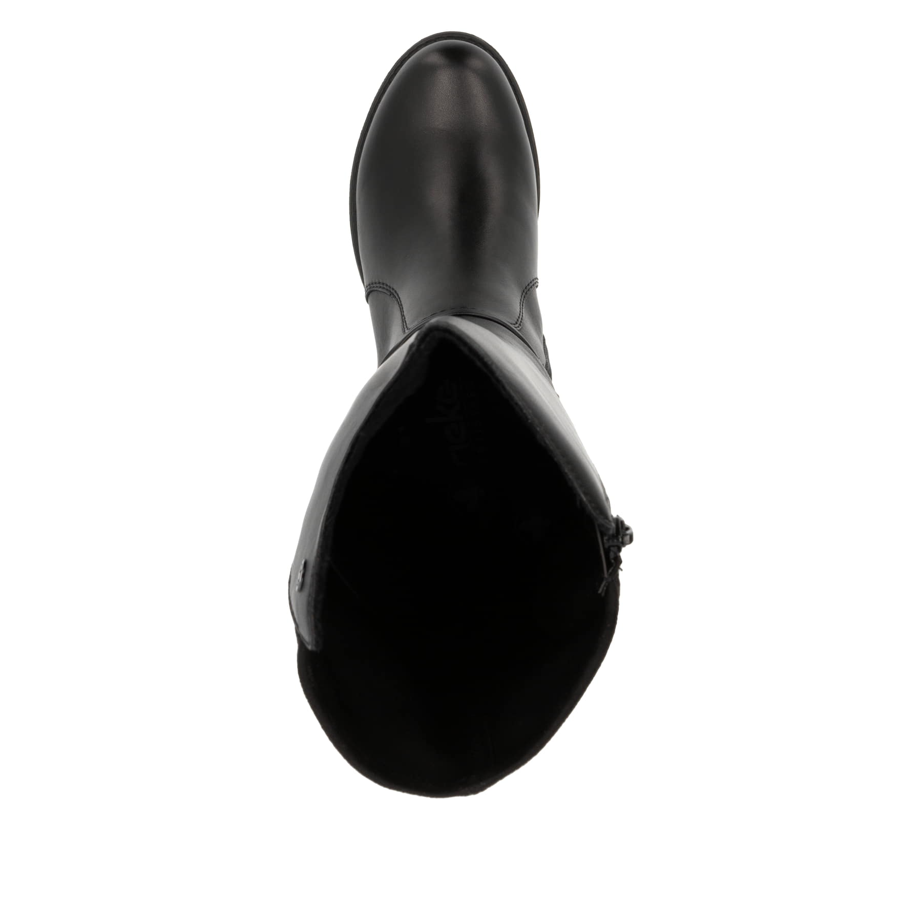 Schwarze Rieker Damen Hochschaftstiefel Z9564-00 aus Glattleder. Schuh von oben.