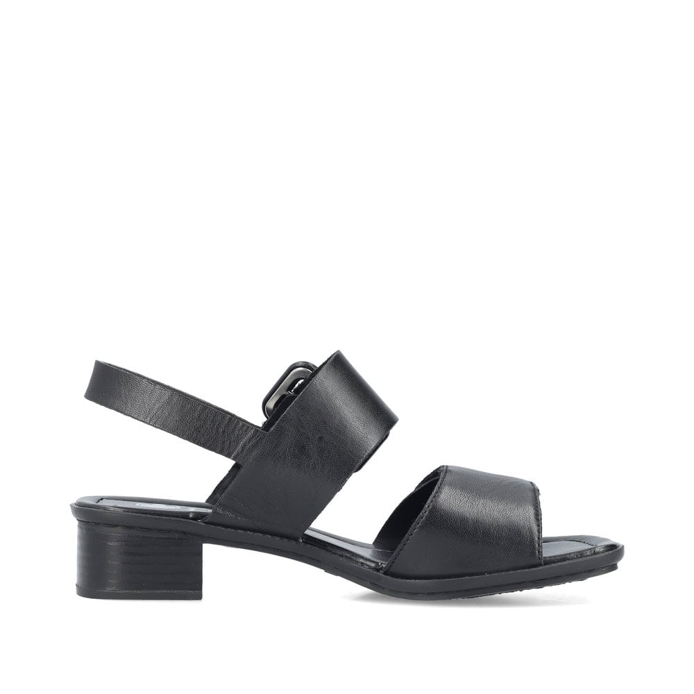 Sandalettes Ã  lanières Rieker noires femme 62663-01 avec boucle tendance. Intérieur de la chaussure.