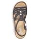 Schwarze Rieker Damen Riemchensandalen 62831-00 mit einem Elastikeinsatz. Schuh von oben.