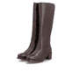 Dunkelbraune Rieker Damen Hochschaftstiefel 74188-25 mit einem Reißverschluss. Schuhpaar seitlich schräg.