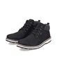 Schwarze Rieker Herren Schnürstiefel 38419-00 mit wasserabweisender TEX-Membran. Schuhpaar seitlich schräg.