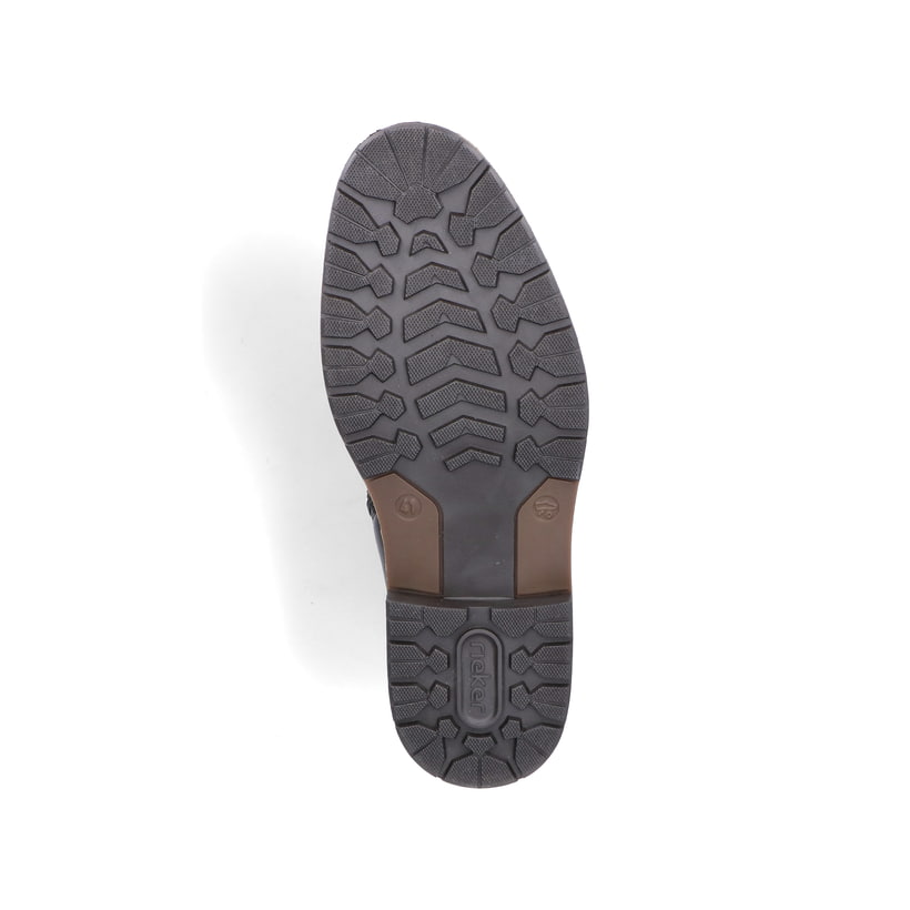 Bottes à lacets Rieker noires pour homme 13704-00 en cuir lisse. Semelle extérieure de la chaussure.