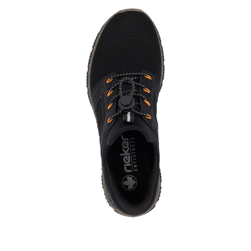 Mocassins Rieker noirs pour femme N32G4-00 avec fonction easy in Ready2GO. Chaussure vue de dessus.
