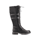 
Nachtschwarze Rieker Damen Kurzstiefel 94689-00 mit einer Profilsohle mit Blockabsatz. Schuh seitlich schräg