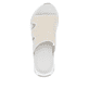 Beige vegane Rieker Damen Pantoletten W3150-60 mit einem Gummizug. Schuh von oben.