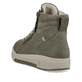 Grüne Rieker Damen Sneaker High W0164-54 mit einer leichten und griffigen Sohle. Schuh von hinten.