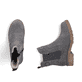Dunkelgraue Rieker Damen Chelsea Boots Y9160-45 mit einem Reißverschluss. Schuh von oben, liegend.