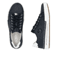 Blaue Rieker Damen Schnürschuhe L7210-14 mit einer herausnehmbaren Einlegesohle. Schuh von oben, liegend.