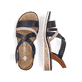 Blaue Rieker Keilsandaletten V3663-91 mit Klettverschluss sowie leichter Sohle. Schuh von oben, liegend.