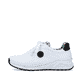 Weiße Rieker Damen Sneaker Low M4903-80 mit einer Schnürung sowie Extraweite H. Schuh Außenseite.