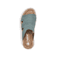 Grüne Rieker Damen Pantoletten V8580-52 mit Gummizug sowie einer leichten Sohle. Schuh von oben.