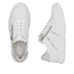 Weiße Rieker Damen Sneaker Low N1313-80 mit Reißverschluss sowie Extraweite H. Schuh von oben, liegend.