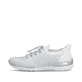 Silberne Rieker Damen Slipper L3261-90 mit easy Hineinschlüpf-Möglichkeit. Schuh Außenseite.