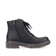 Tiefschwarze Rieker Damen Schnürstiefel 78240-00 mit Schnürung und Reißverschluss. Schuh von hinten
