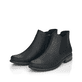 
Tiefschwarze Rieker Damen Chelsea Boots Z4994-00 mit einer schockabsorbierenden Sohle. Schuhpaar schräg.