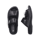 Schwarze Rieker Herren Pantoletten 25590-00 mit einem Klettverschluss. Schuh von oben, liegend.