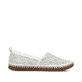 Weiße Rieker Ballerinas M2851-80, Barfußschuhe in Löcheroptik mit einem Gummizug. Schuh Innenseite.