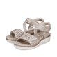 Rosane Rieker Keilsandaletten V3764-90 mit einem Klettverschluss. Schuhpaar seitlich schräg.