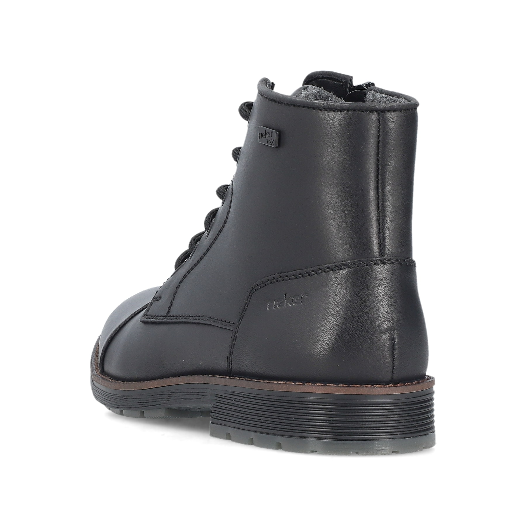 Schwarze Rieker Herren Schnürstiefel F4546-00 aus Glattleder. Schuh von hinten.