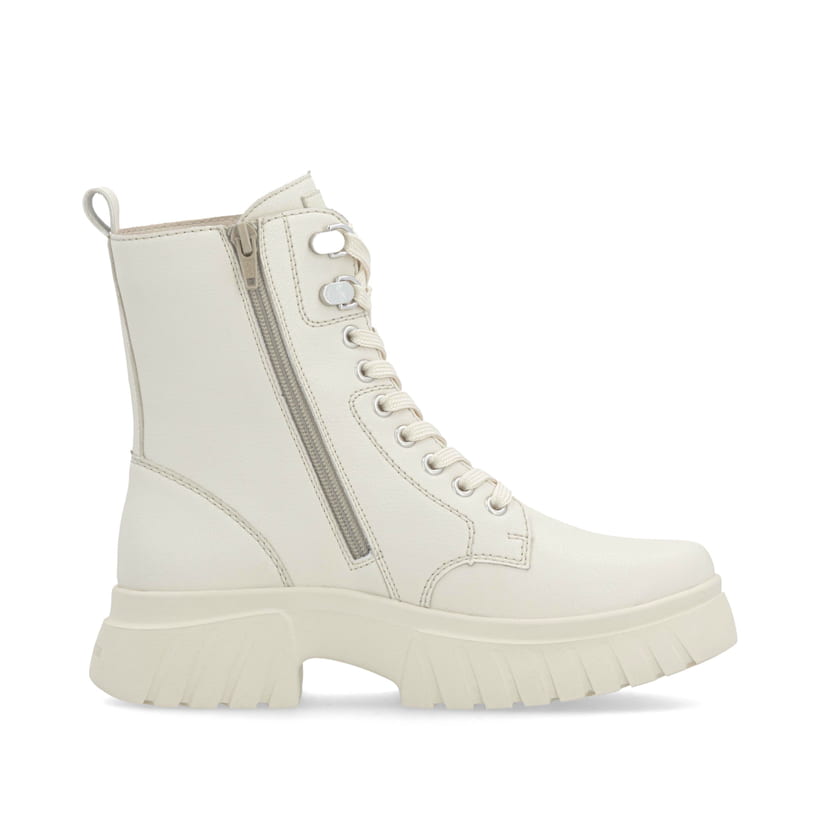 Beige Rieker Damen Schnürstiefel W1870-60 mit ultraleichter und flexibler Sohle. Schuh Innenseite.
