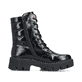 Schwarze Rieker Damen Schnürstiefel Y3330-00 mit einem Reißverschluss. Schuh Innenseite.