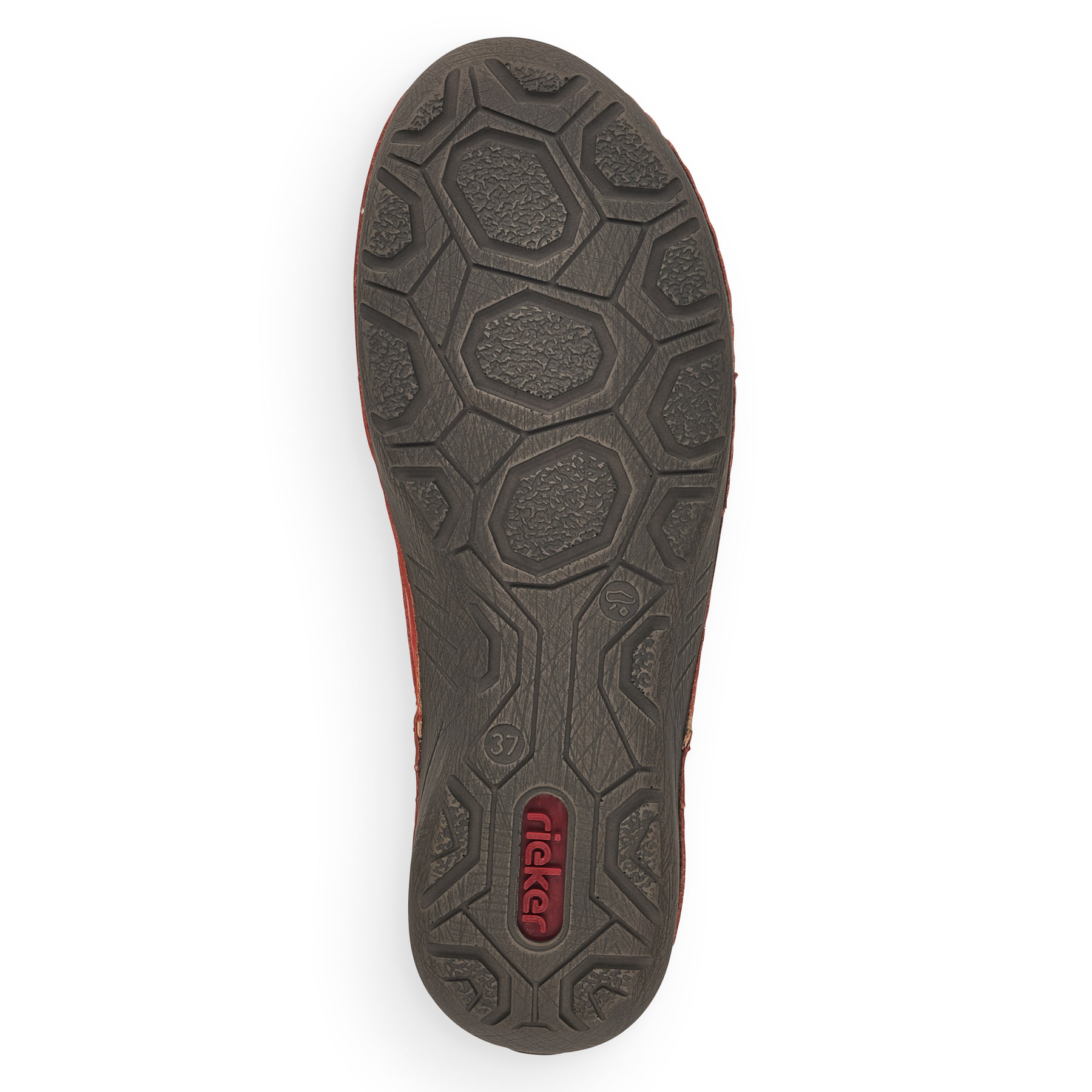 Rote Rieker Damen Schnürschuhe 52522-33 mit einer extra weichen Decksohle. Schuh Laufsohle.