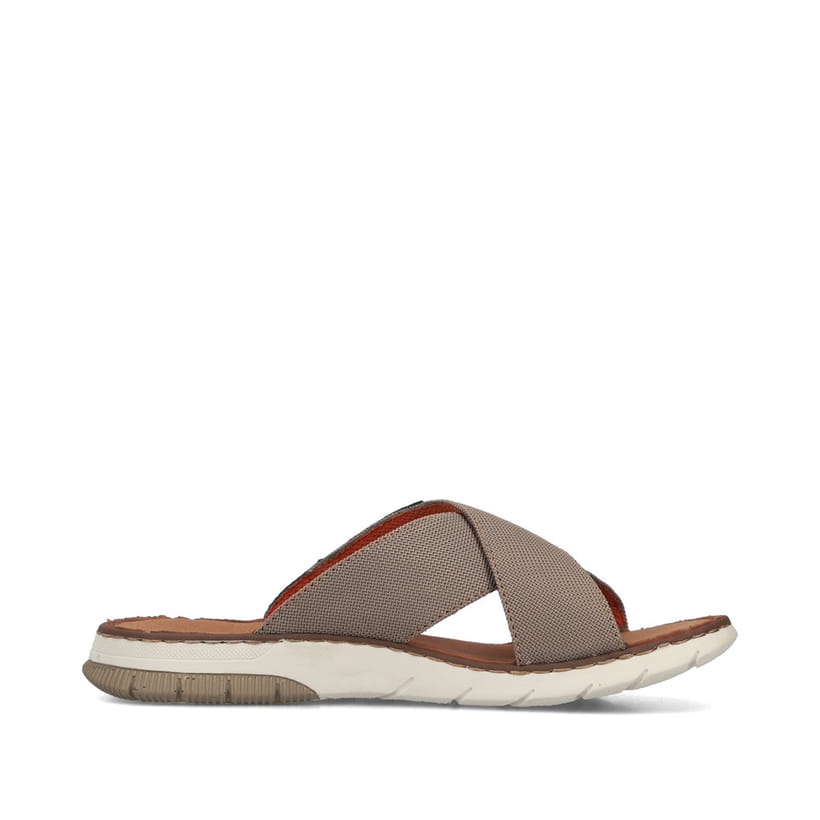 Beige Rieker Herren Pantoletten 25250-64 mit der Komfortweite G. Schuh Innenseite.