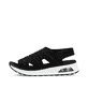 Schwarze Rieker Damen Riemchensandalen 65662-00 mit Rieker Air Sohlenfenster. Schuh Außenseite.