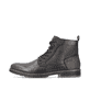 Tiefschwarze Rieker Herren Schnürstiefel F4521-46 mit einem Reißverschluss. Schuh Außenseite.