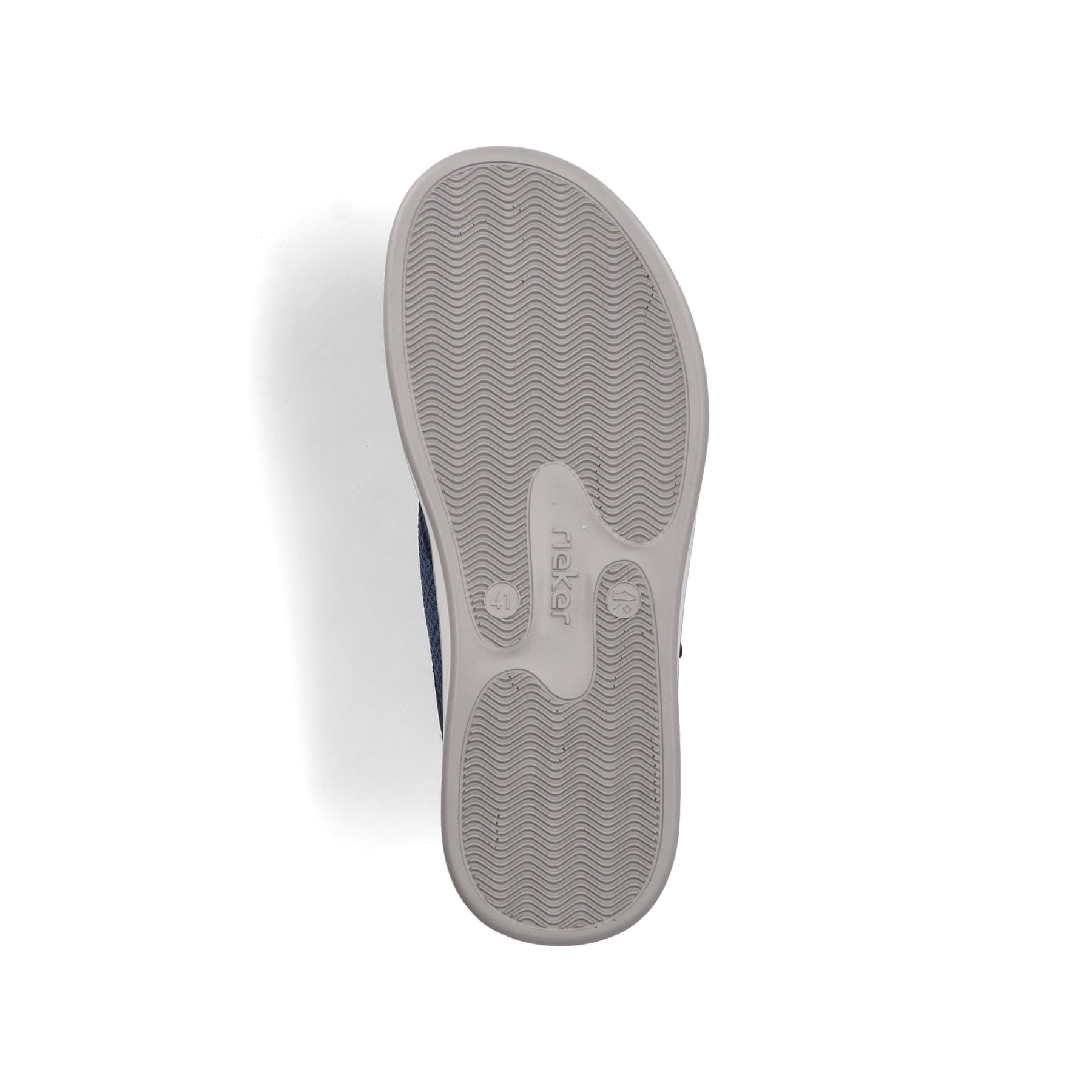 Blaue Rieker Herren Pantoletten 29083-14 mit Rieker Air Sohlenfenster. Schuh Laufsohle.