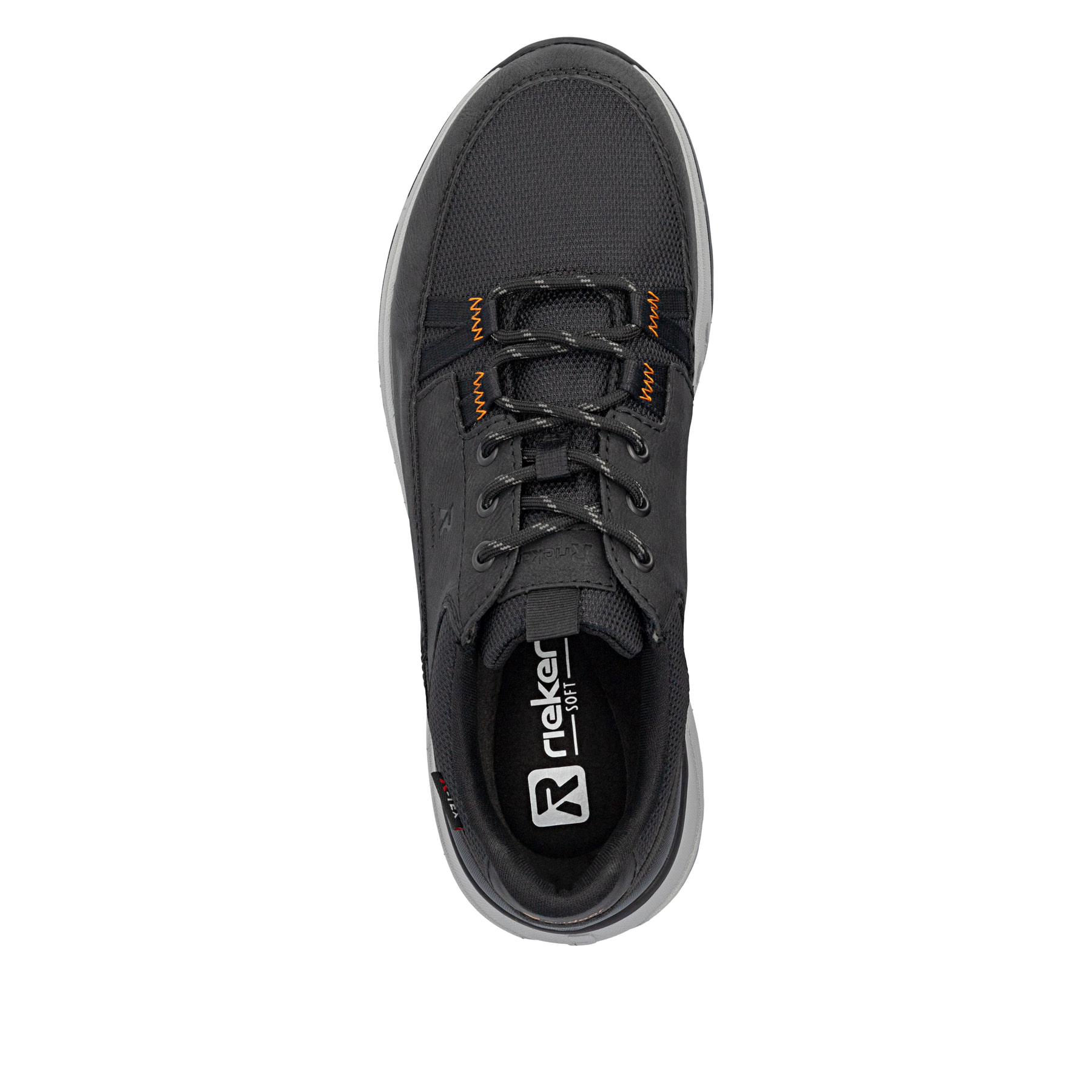 Schwarze Rieker Herren Sneaker Low U0105-00 mit wasserabweisender TEX-Membran. Schuh von oben.