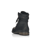 
Asphaltschwarze Rieker Damen Schnürstiefel 71229-02 mit einer leichten Sohle. Schuh von hinten