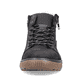 
Asphaltschwarze Rieker Herren Schnürschuhe 18940-00 mit einer robusten Profilsohle. Schuh von vorne.