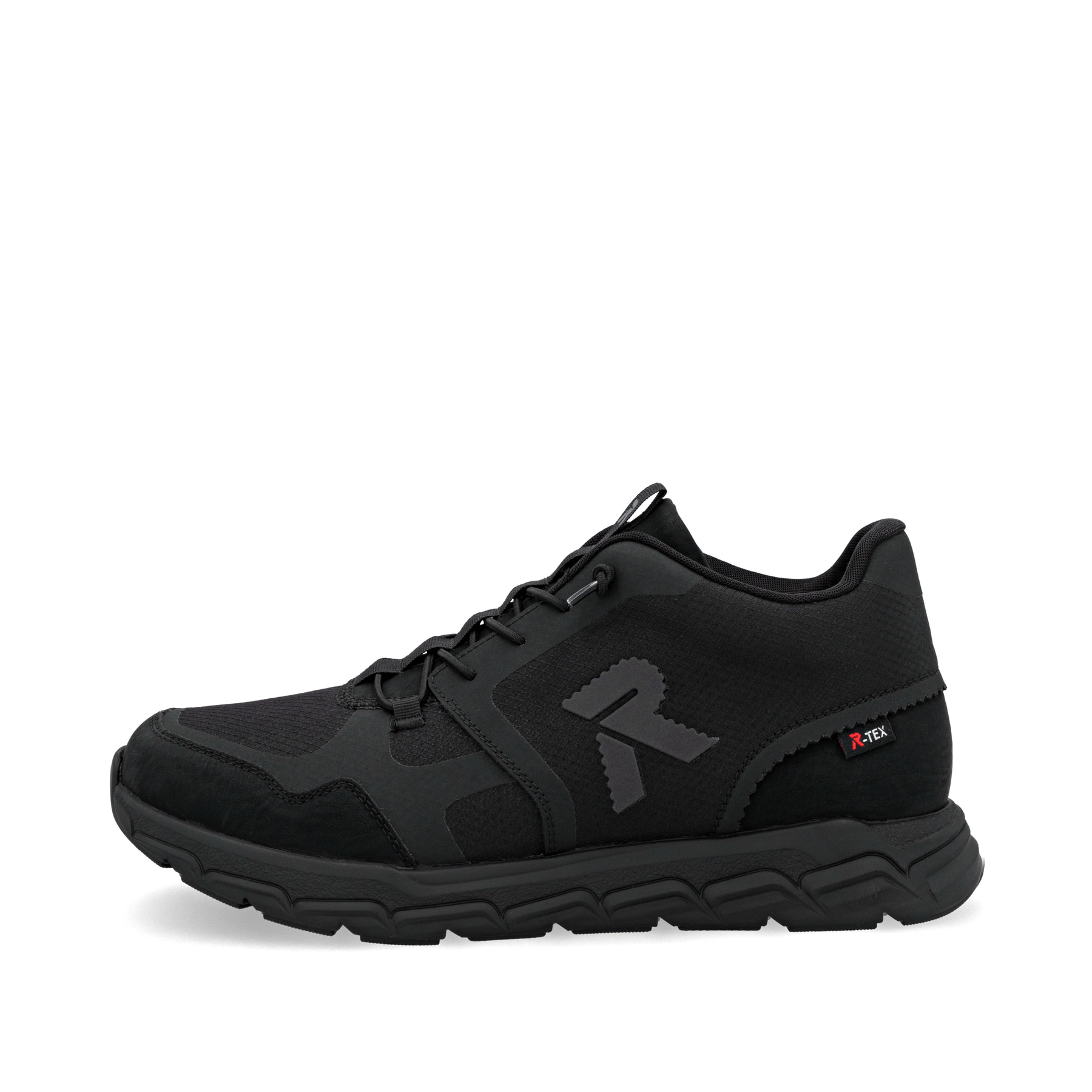 Schwarze Rieker Herren Sneaker High 09170-00 mit wasserabweisender TEX-Membran. Schuh Außenseite.