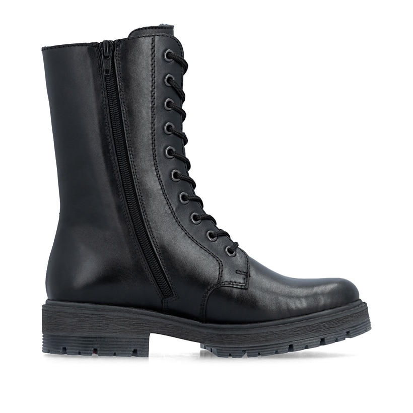 Schwarze Rieker Damen Schnürstiefel 75801-00 aus Glattleder. Schuh Innenseite.