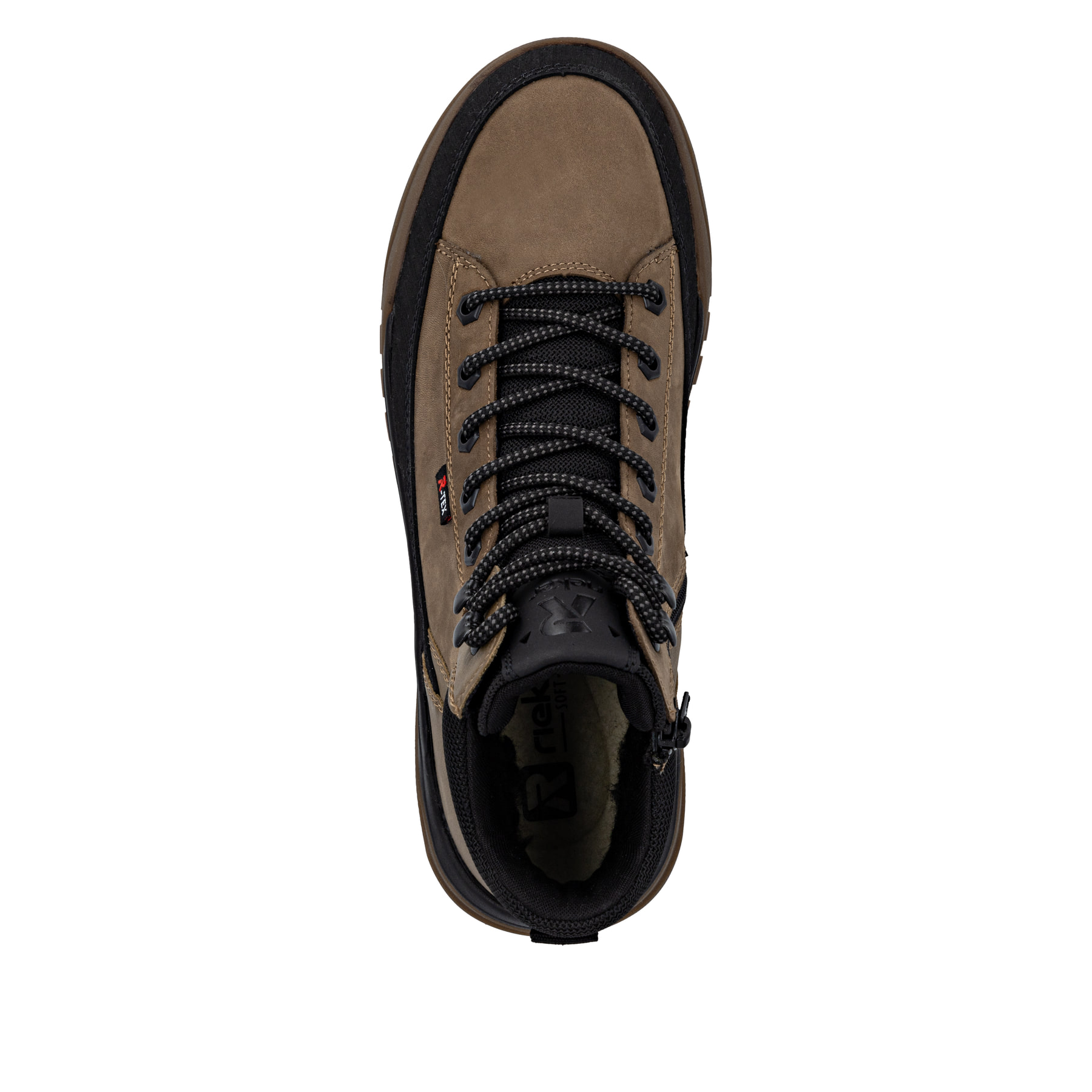 Braune Rieker Herren Schnürstiefel U1571-20 mit wasserabweisender TEX-Membran. Schuh von oben.