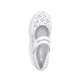 Weiße Rieker Ballerinas 49977-80, Barfußschuhe mit einem Klettverschluss. Schuh von oben.