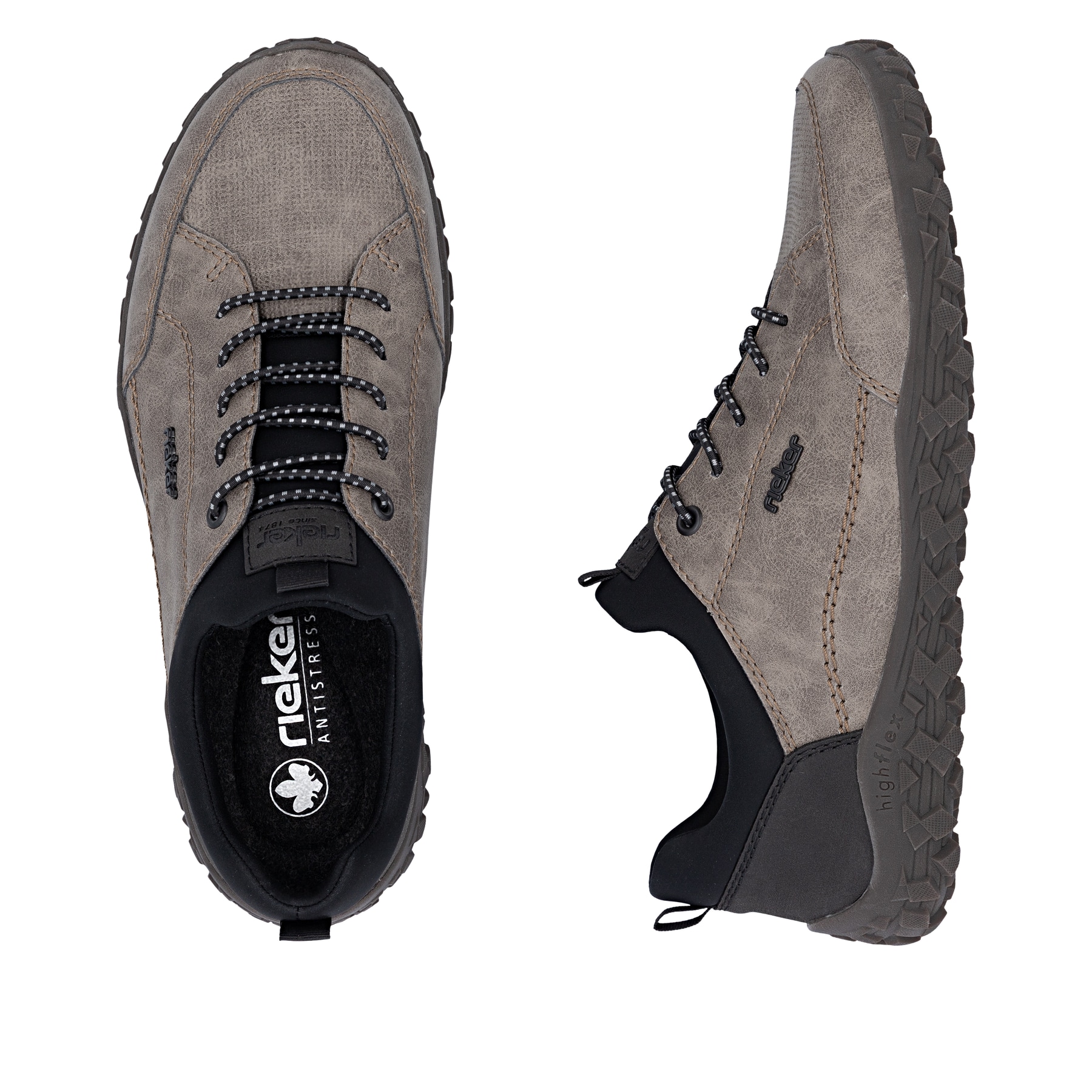 Mocassins Rieker beiges hommes 08150-64 avec la fonctionnalité Highflex. Chaussure vue de dessus, couchée.