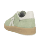 Grüne Rieker Damen Sneaker Low W2200-52 mit Schnürung sowie abriebfester Sohle. Schuh von hinten.