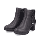 Dunkelbraune Rieker Damen Stiefeletten 77667-25 mit dekorativer Kordel. Schuhpaar seitlich schräg.