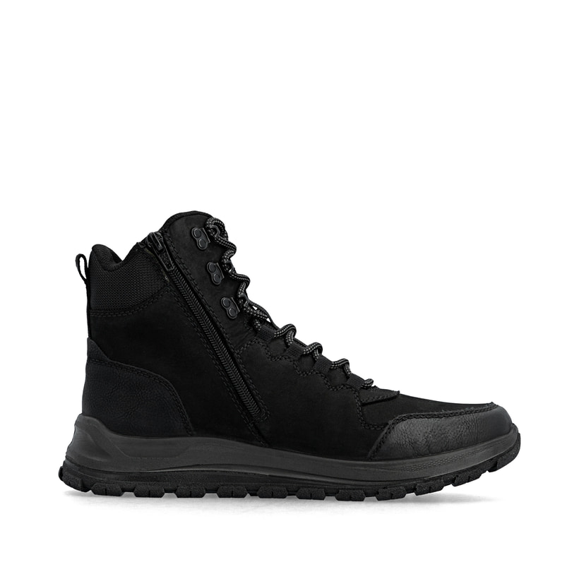 Schwarze Rieker Herren Schnürstiefel B8122-00 aus Rauleder. Schuh Innenseite.