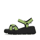 Grüne Rieker Keilsandaletten W1552-52 mit flexibler und ultra leichter Sohle. Schuh Außenseite.