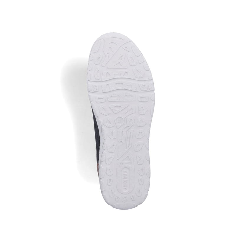 Mocassins Rieker bleus pour homme 08315-14 en cuir velours. Semelle extérieure de la chaussure.