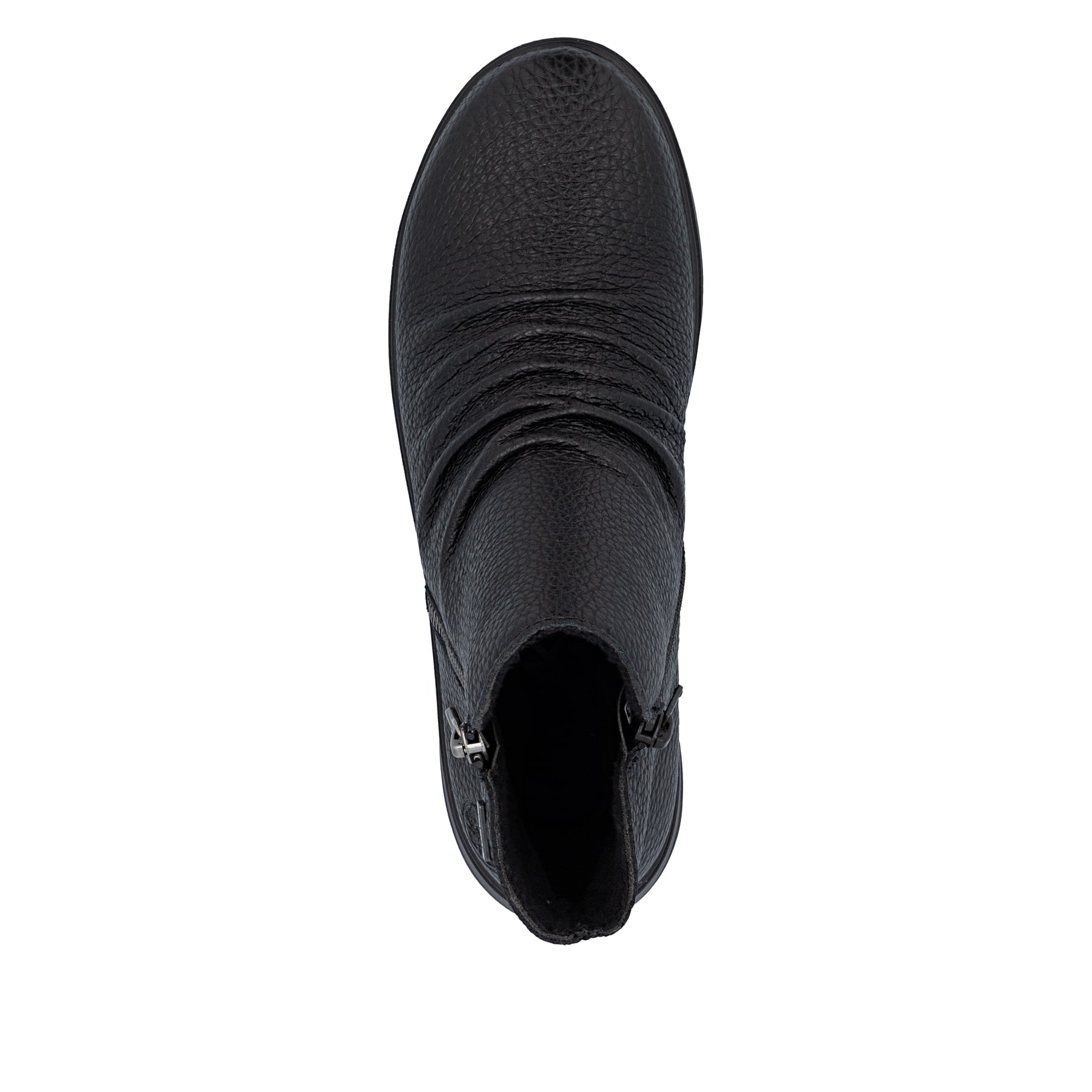 Schwarze Rieker Damen Kurzstiefel Z0056-00 aus Glattleder. Schuh von oben.